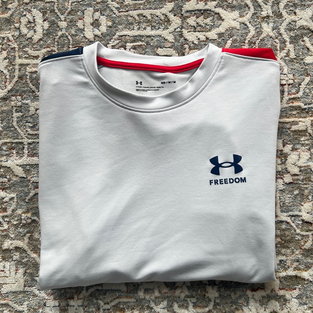 Under Armour Men's Freedom Long Sleeve Tee - White and Blue